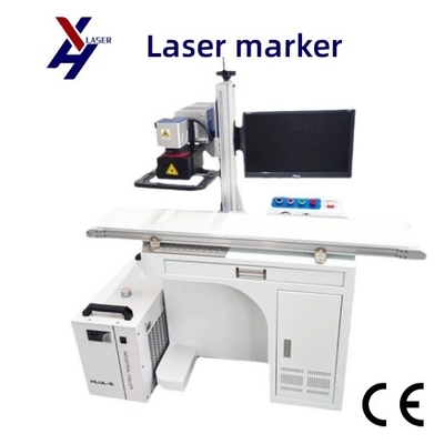 20W 30W 50W 100W Automatische kastenvezel lasermarkeringsgraveringsmachine met transportband